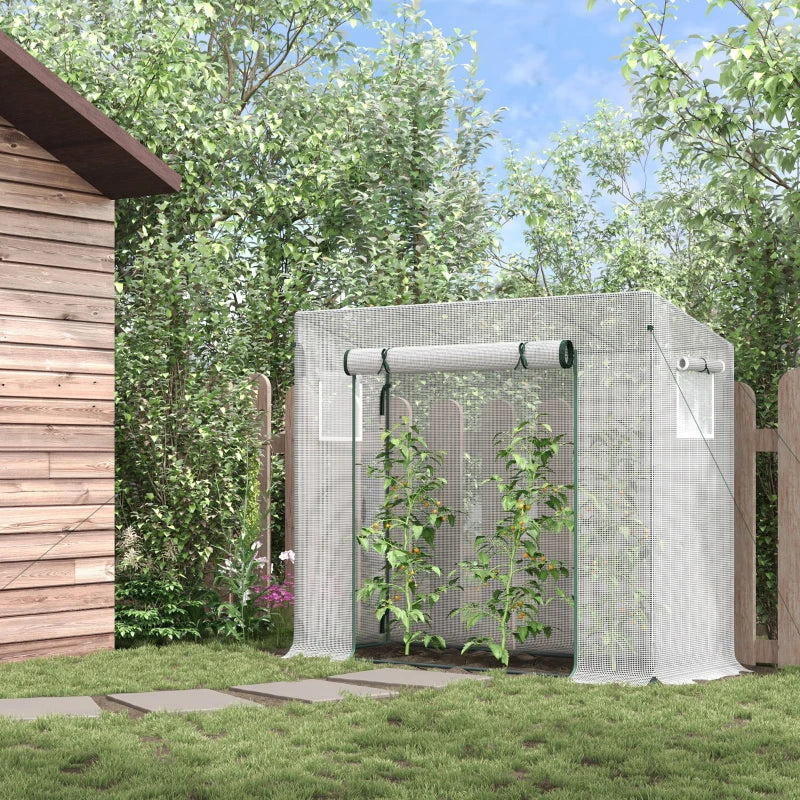 Green Walk-in Garden Greenhouse with Steel Frame