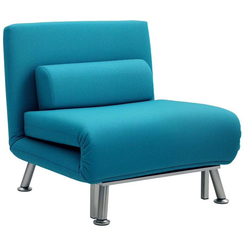 Linen-Feel Dark Blue Sleeper Chair for Stylish and Comfortable Guest Accommodation