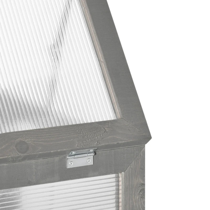 Dark Grey 3-Tier Wooden Greenhouse with Double Doors and Storage Shelf
