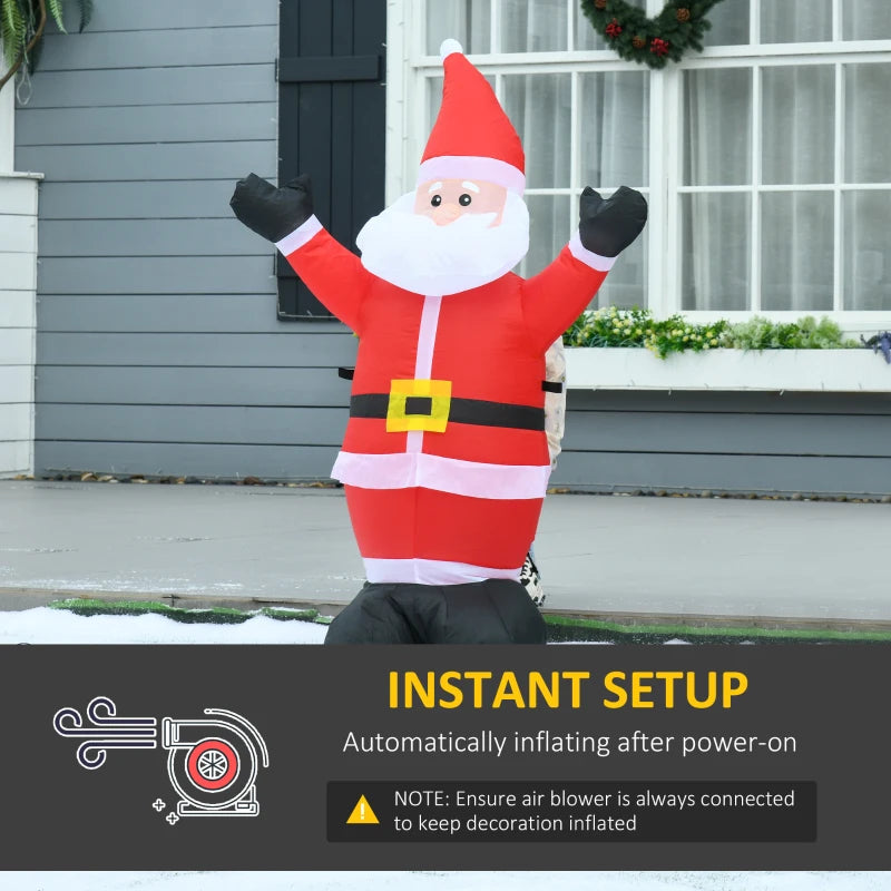 4ft Inflatable Christmas Santa Claus Decoration with LED Lights - Air Blown Outdoor Holiday Yard Décor