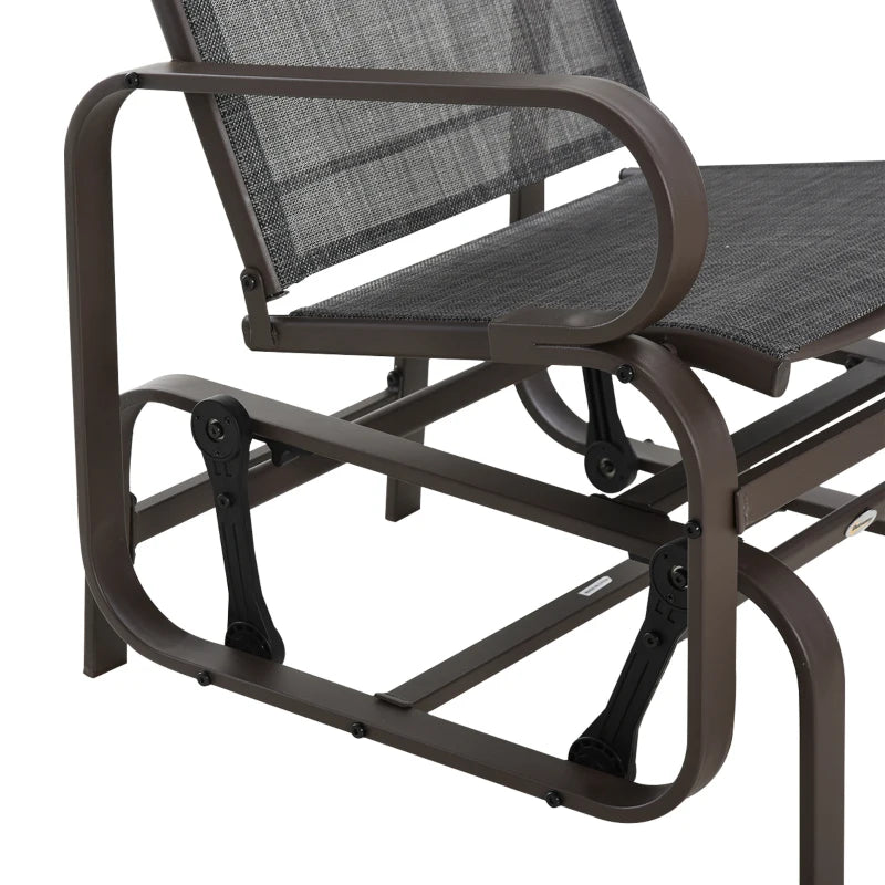 Brown 3-Piece Metal Frame Gliding Chair Set with Glass Top Coffee Table