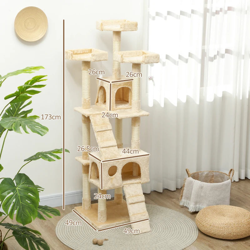Deluxe Cat Tree Scratching House - Multi-Level Activity Play Centre for Cats with Cozy Hideouts and Scratching Posts