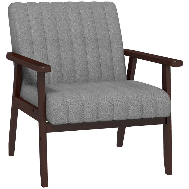 Mid Century Grey Accent Chair with Wooden Legs for Stylish Living Room Decor
