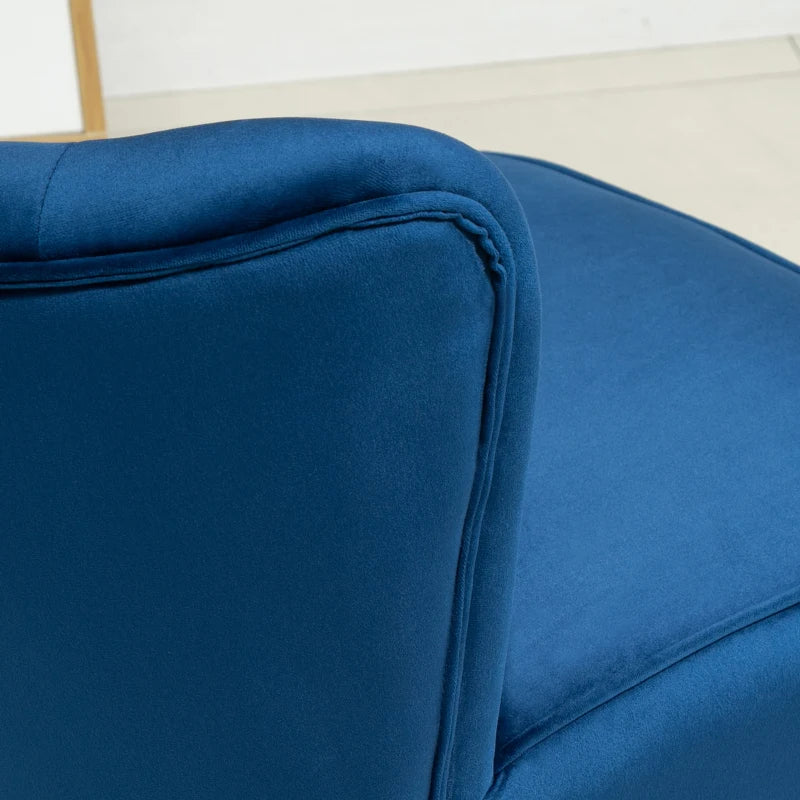 Velvet Accent Chair with Ottoman - Curved Back Tub Seat, Dark Blue, Stylish Home Furniture