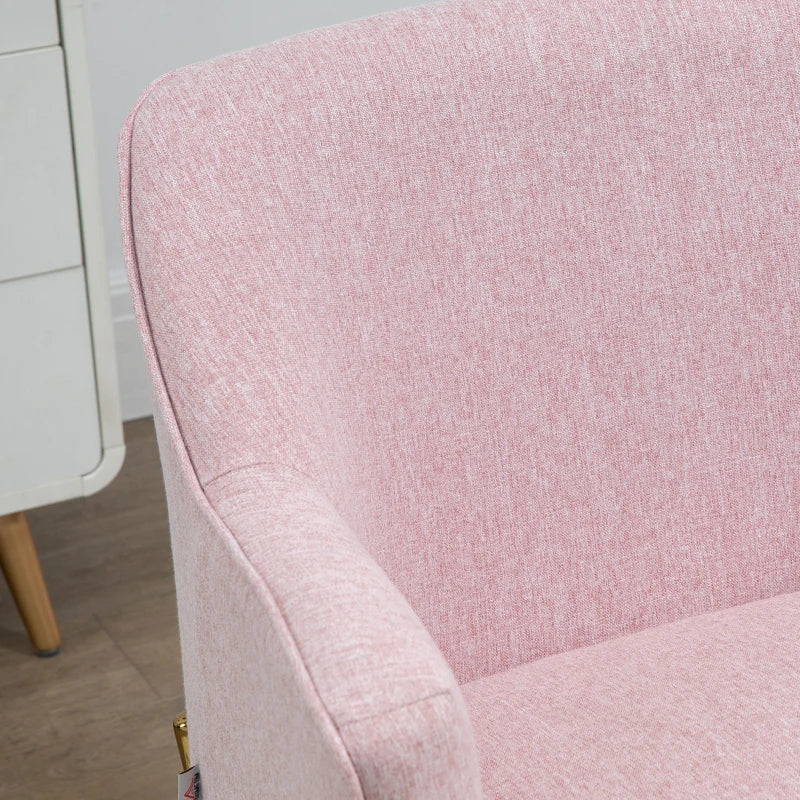 Elegant Pink Accent Chairs with Gold Metal Legs - Soft Padded Living Room and Bedroom Armchairs, Set of 2