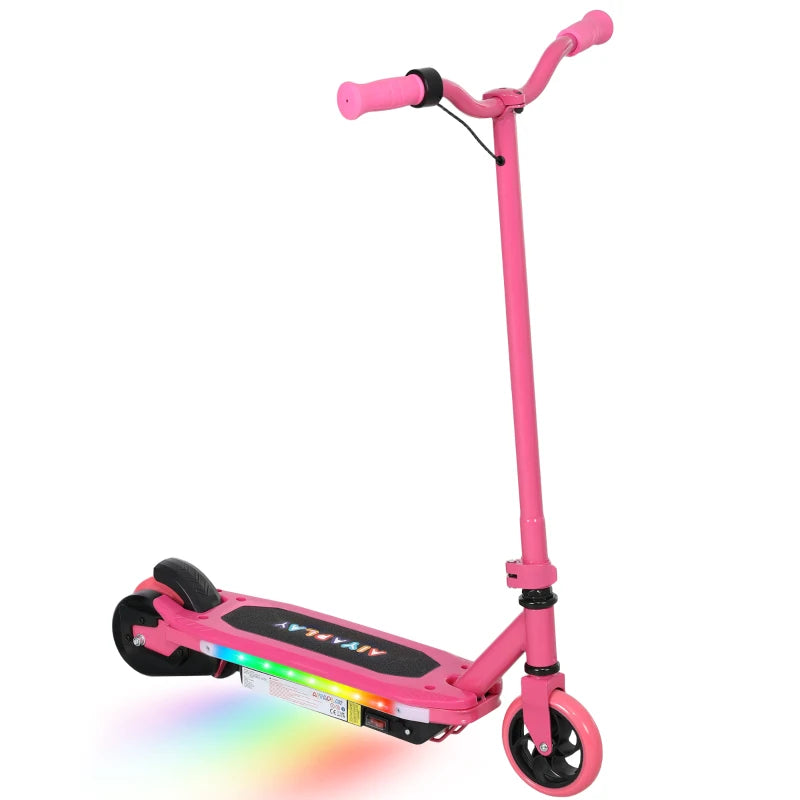 Electric Scooter for Kids Ages 6-14 with Colorful Lights and Pink Design