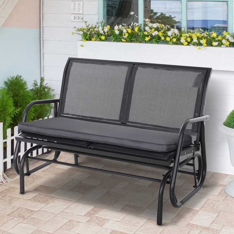 Grey 2-Seater Garden Bench Swing Chair Cushion, 110 x 46 cm