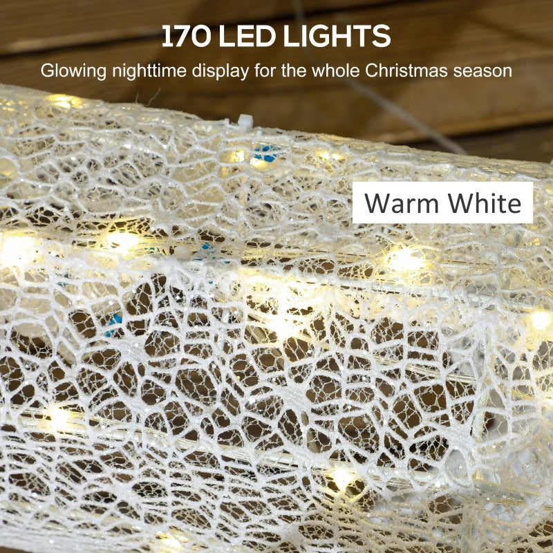 170 LED Light Reindeer and Sleigh Christmas Decoration - Festive Outdoor Holiday Display for Home and Garden