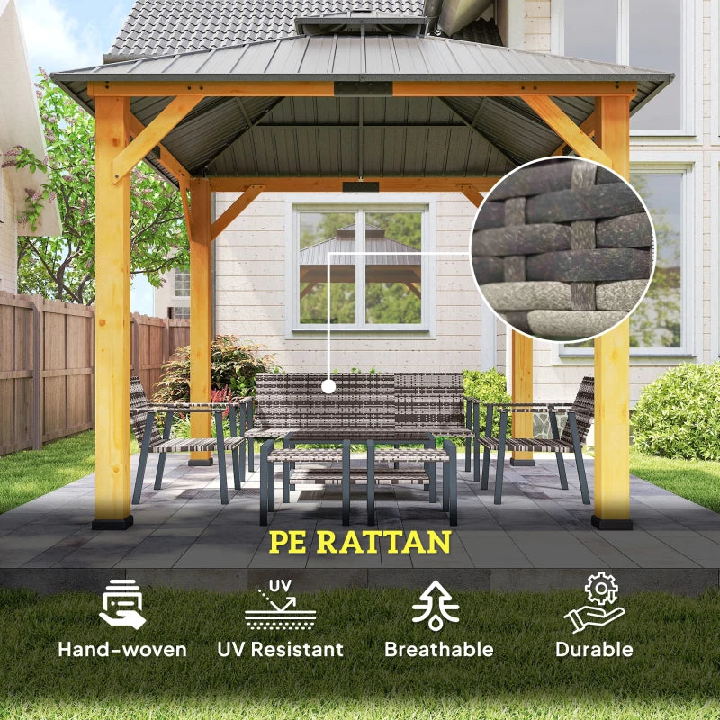 Grey Six-Piece Rattan Garden Sofa Set - Outdoor Furniture for Patio and Backyard