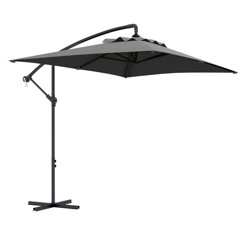 Grey 3m Overhanging Cantilever Parasol with Cross Base