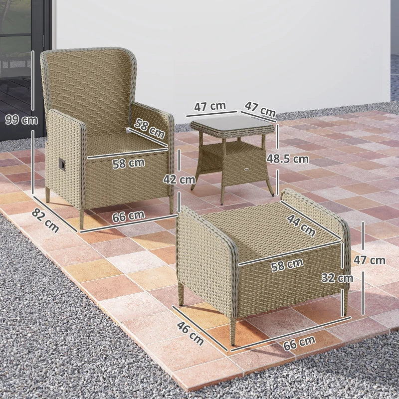 Five-Piece Light Grey Reclining Rattan Chair Set for Outdoor Relaxation