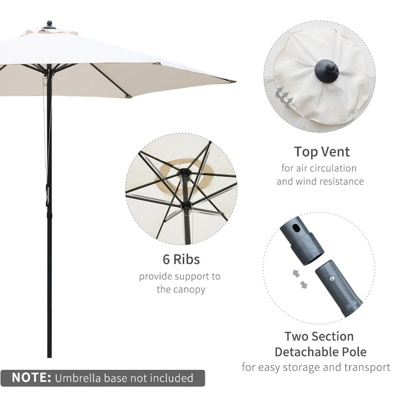 Round Outdoor Market Umbrella, 2.8m Sun Shade Canopy, Off-White