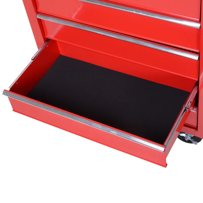 5 Drawer Rolling Tool Cabinet for Garage Storage Box - Red