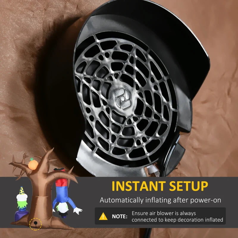 7ft Inflatable Halloween Ghost Tree with Clown Pumpkins - LED Blow-Up Outdoor Decoration for Lawn, Garden & Party