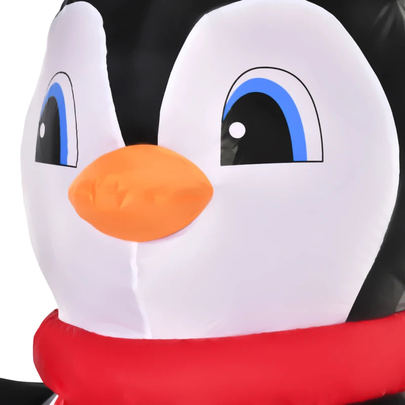 8ft Inflatable Christmas Penguin with Candy Cane - LED Outdoor Holiday Decoration for Festive Cheer