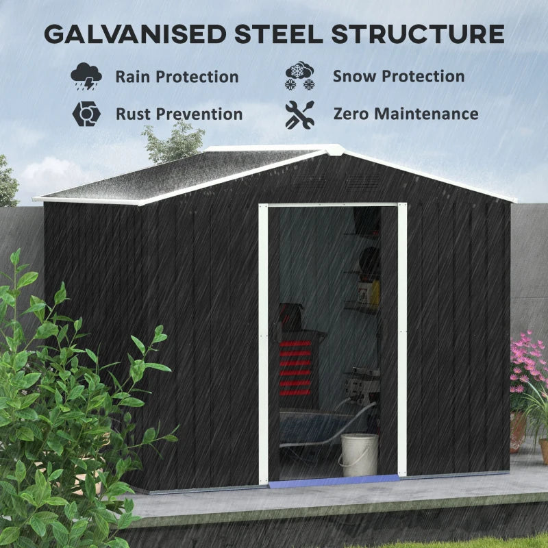 Dark Grey 8ft x 6ft Garden Storage Shed