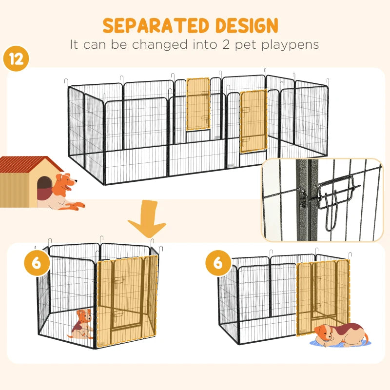 Heavy Duty 12 Panel Puppy Playpen for Small Dogs Indoor Outdoor Use Silver