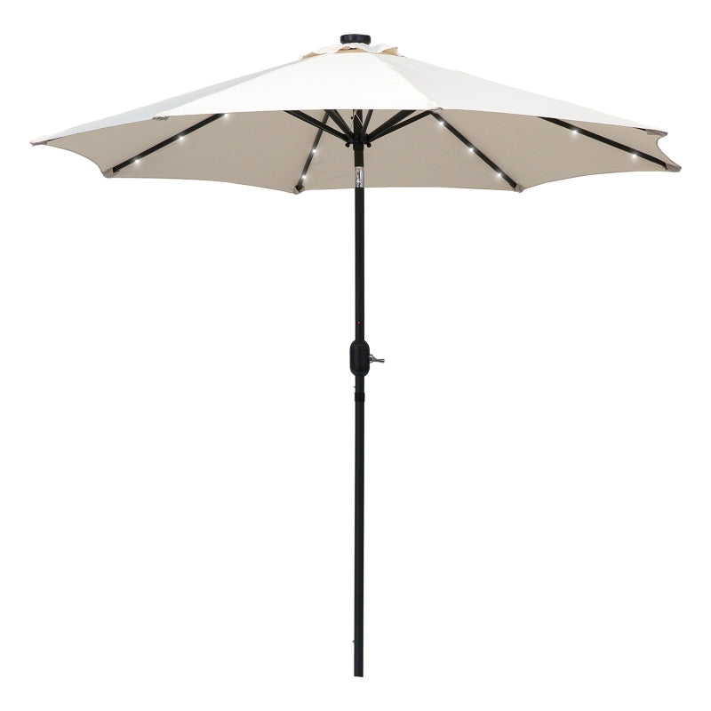 LED Lighted Cream Patio Umbrella with Tilt Crank - 2.7m