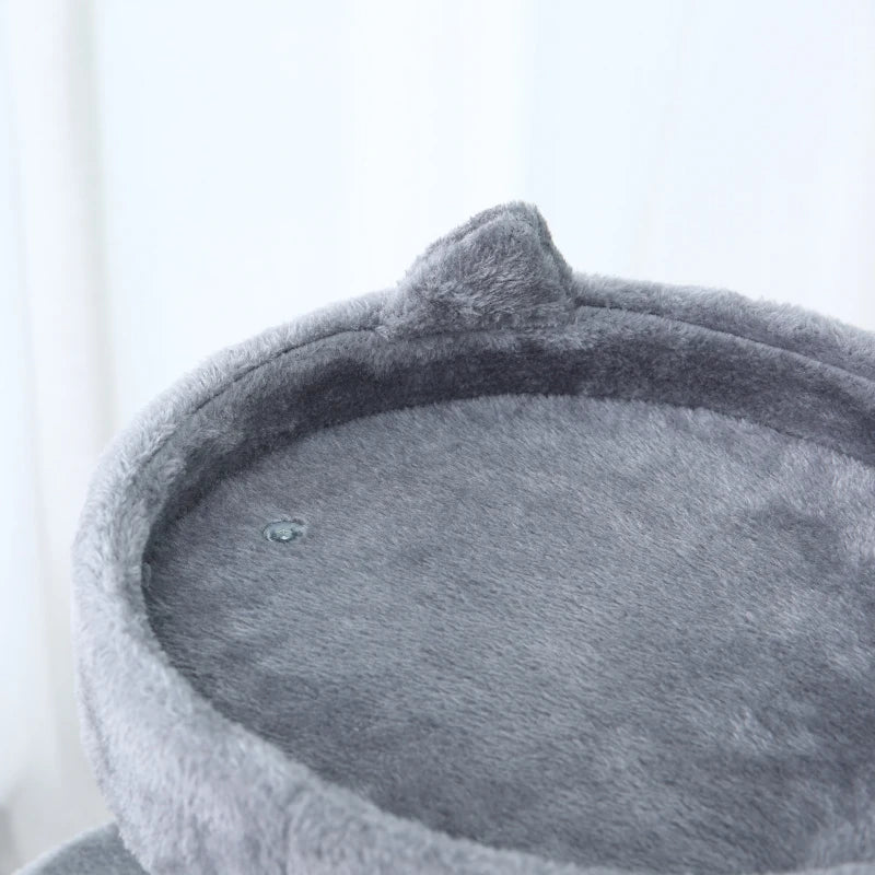 104 cm Grey Cat Tree Condo Tower - Activity Centre with Scratching Posts, Plush Perch & Hanging Ball for Cats