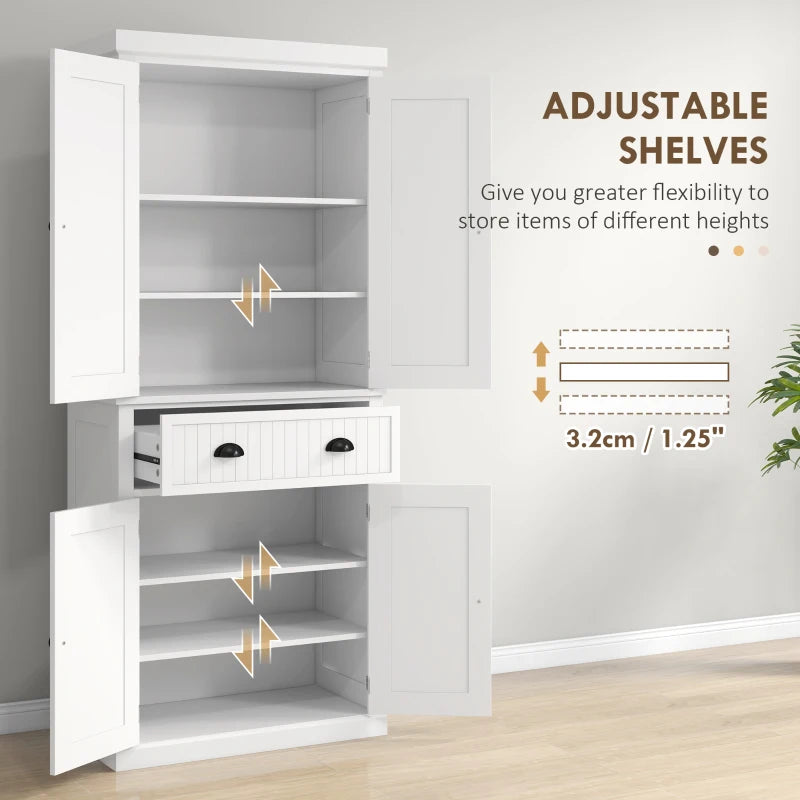 Freestanding Multi-Storage Kitchen Cabinet in White - Stylish & Functional Organizer for Home & Kitchen Storage Solutions
