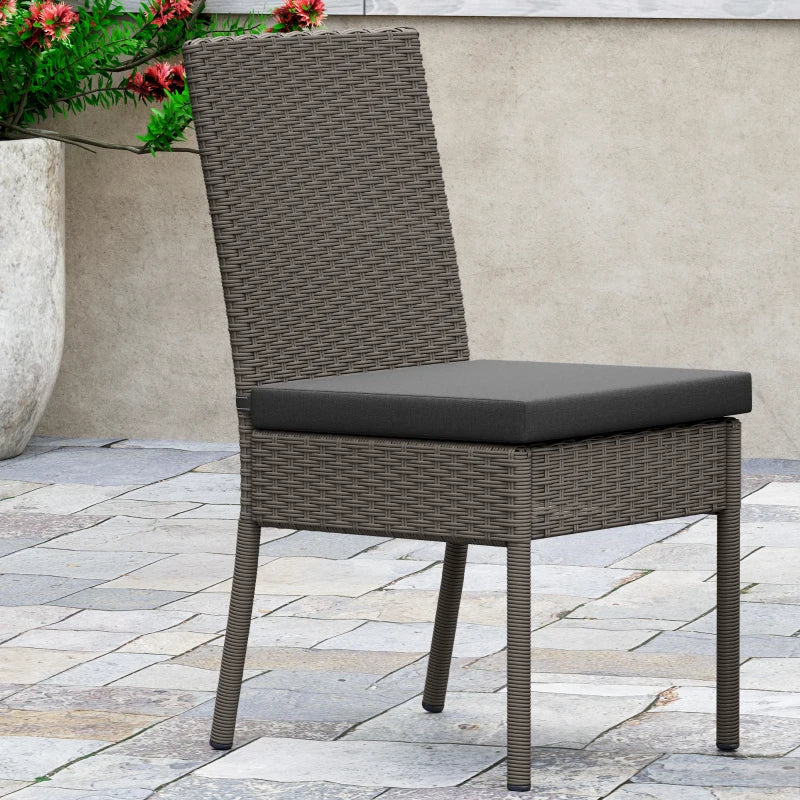 Set of 2 Dark Grey Armless Rattan Garden Chairs - Stylish Outdoor Seating for Patio & Balcony