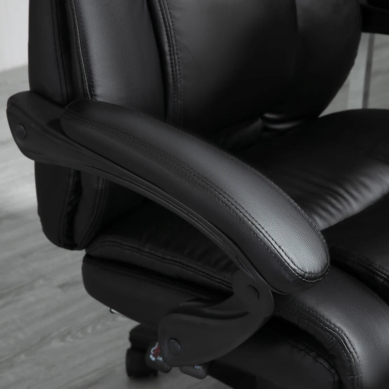 Vinsetto Executive Office Chair - PU Leather Swivel Desk Chair with Footrest, Adjustable Height, Wheels, Black for Home & Office