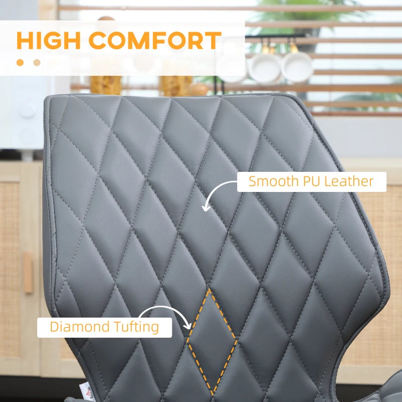 Set of 4 Grey PU Leather Dining Chairs with Metal Legs - Stylish Kitchen Seating for Modern Homes