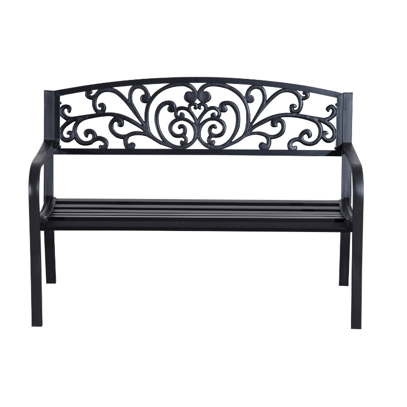 Black Steel 2-Seater Garden Bench