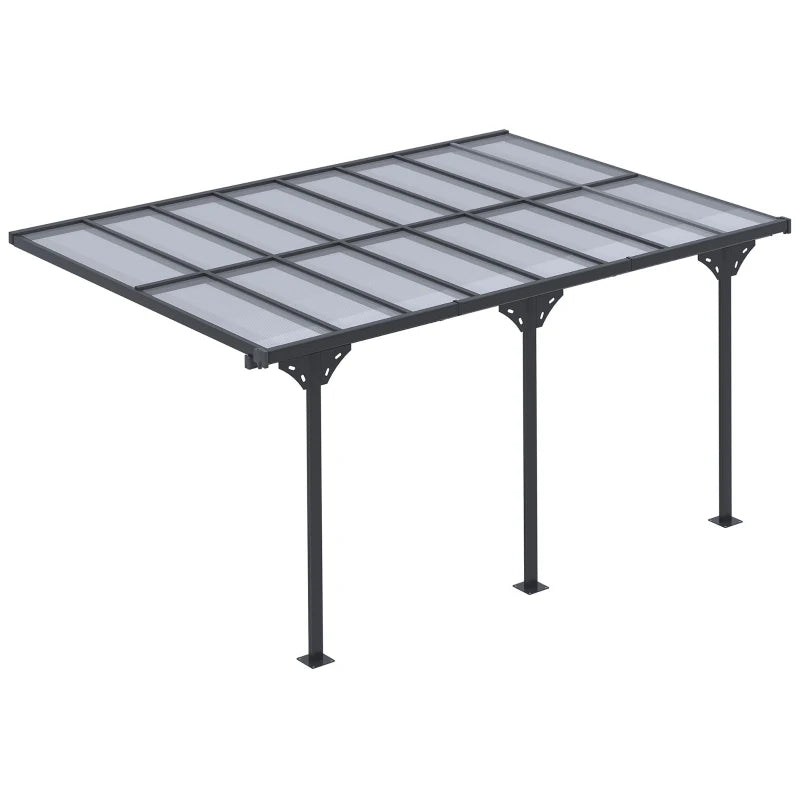 Aluminum Post Outdoor Patio Pergola, 4.35 x 3 m, PC Roof, Grey