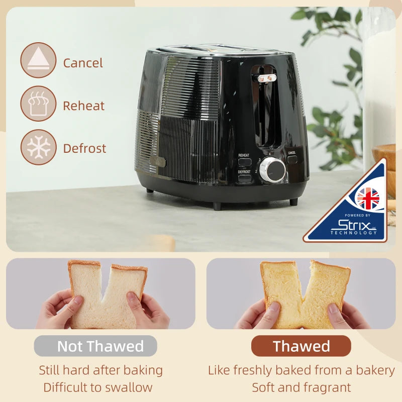 Premium Black Kettle & Toaster Set - 1.7L Fast Boil 3000W Kettle & 2 Slice Toaster with 7 Browning Levels