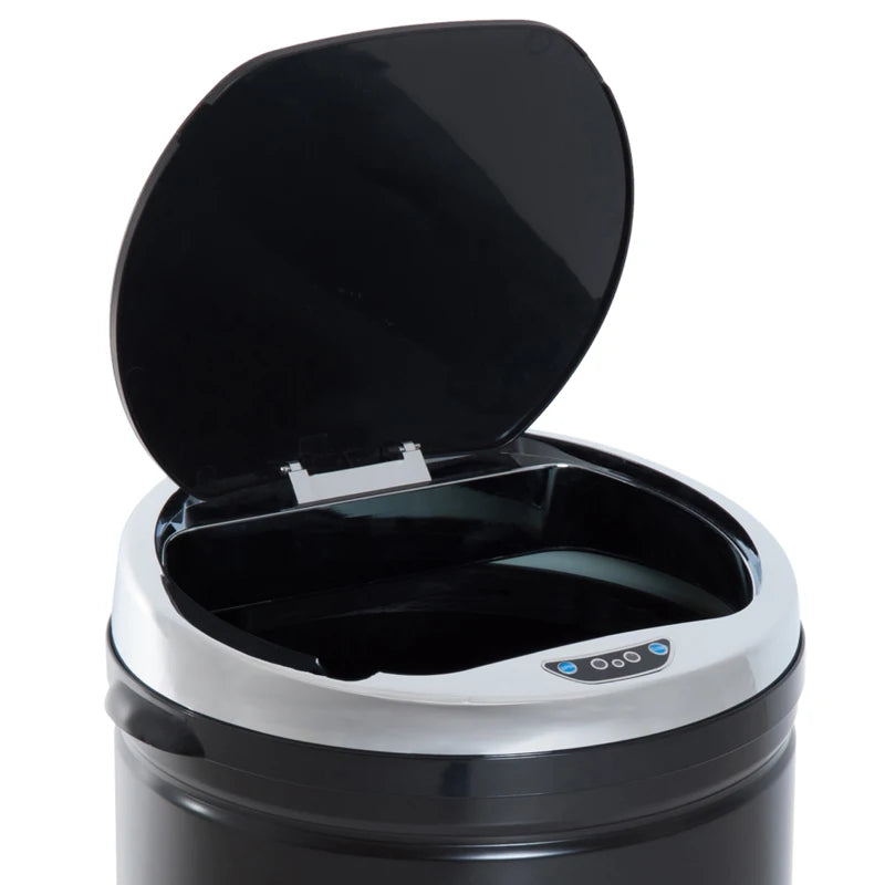 50L Touchless Sensor Bin with Soft-Close Lid - Stainless Steel, Fingerprint Resistant, Hygienic Rubbish Bin for Kitchen & Office, Black
