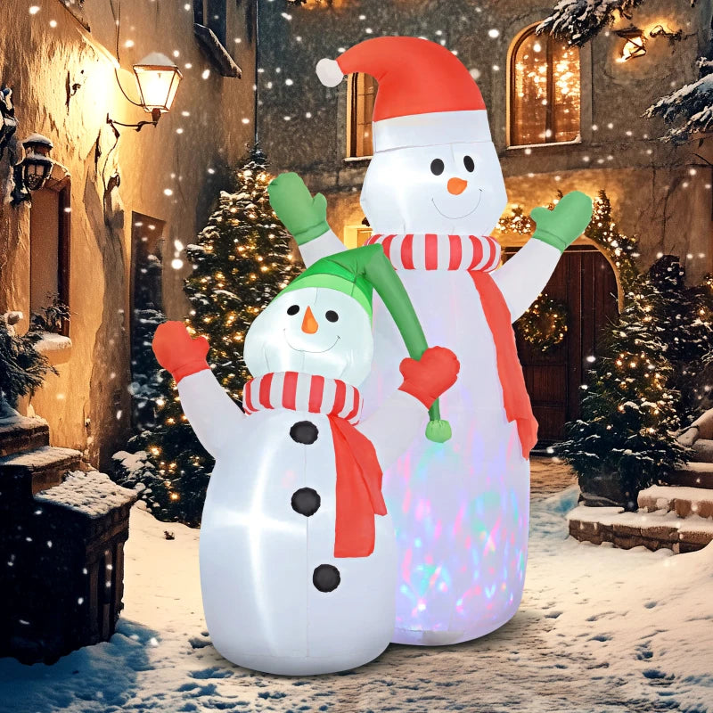 8ft Inflatable Snowman & Son Christmas Decoration - Festive Holiday Yard Decor for Outdoor Winter Wonderland
