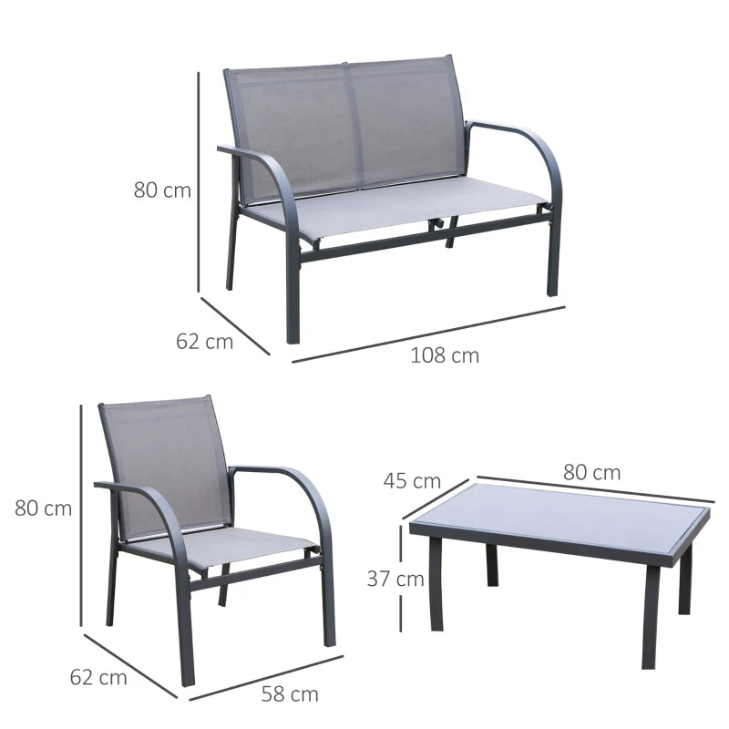 Four-Piece Minimalist Garden Patio Set in Stylish Grey for Outdoor Relaxation