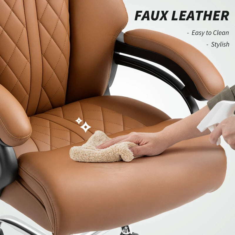 Light Brown Spring Padded Faux Leather Office Chair - Ergonomic Design for Comfort and Style in Home or Office