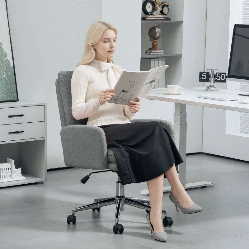 Comfortable 91-99cm Grey Sherpa Fleece Office Chair - Ergonomic Design for Home & Office Use
