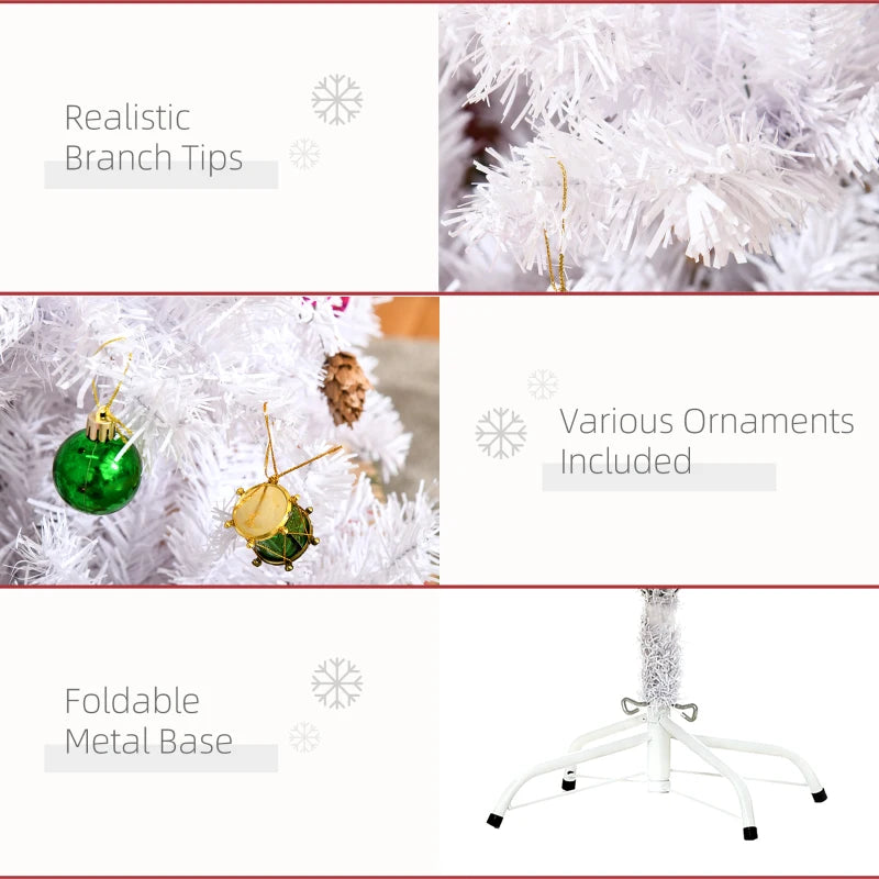 Elegant 5ft White Snow Artificial Christmas Tree with Metal Stand - Seasonal Home Decorations for Holiday Cheer