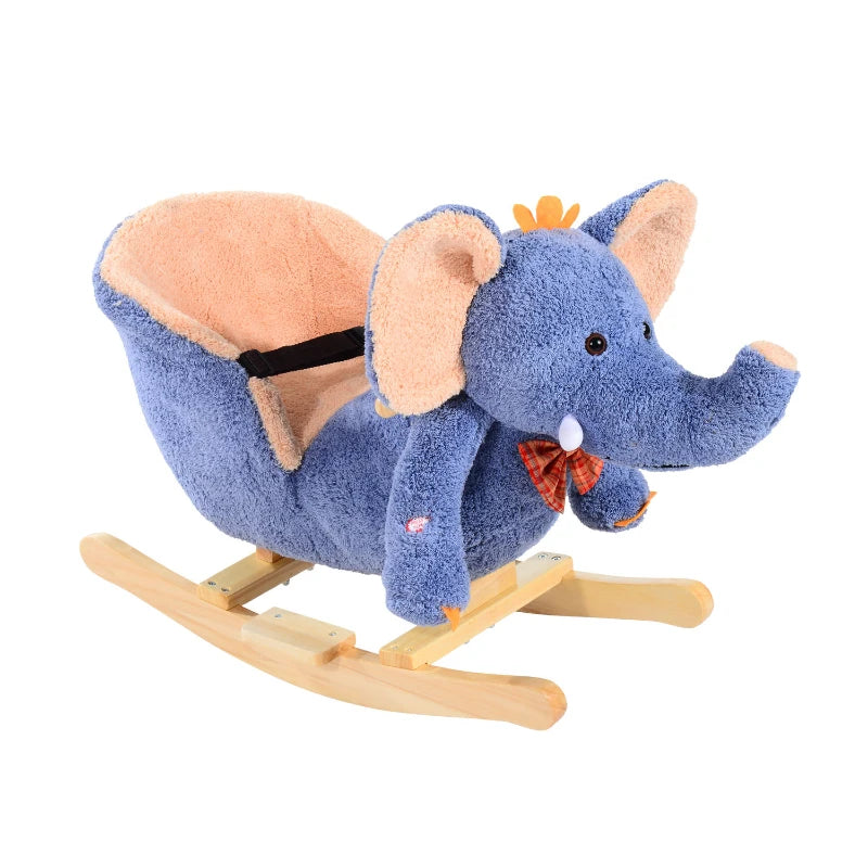 Children's Elephant Rocking Seat with Sound - Blue/Beige - Fun and Safe Baby Rocker for Playtime