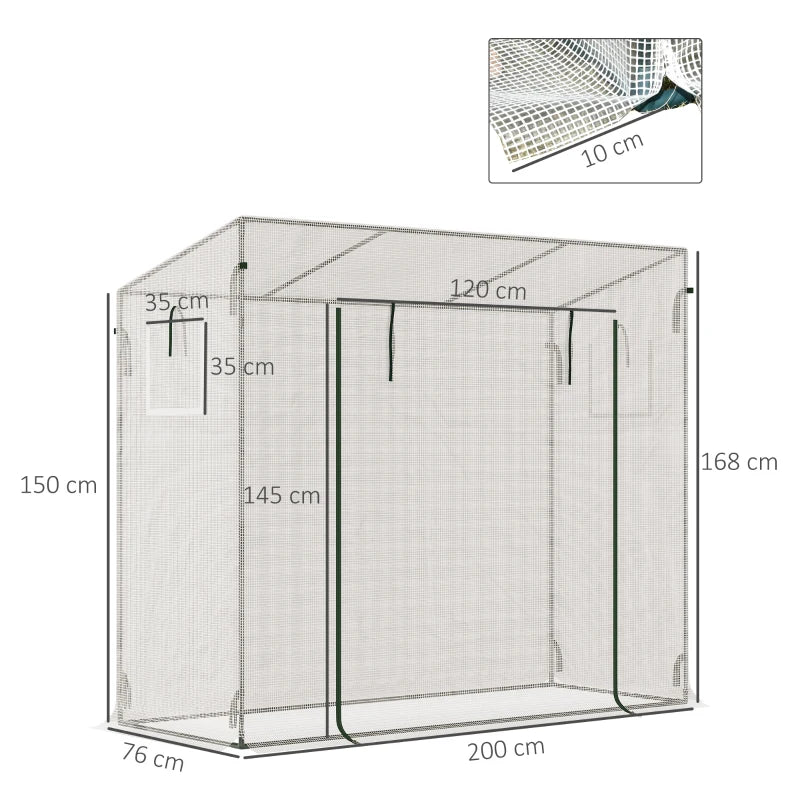 Green Walk-in Garden Greenhouse with Steel Frame