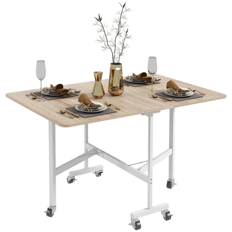 4-6 Person Oak Drop Leaf Dining Table - Space-Saving, Stylish Design for Modern Homes, Perfect for Family Meals