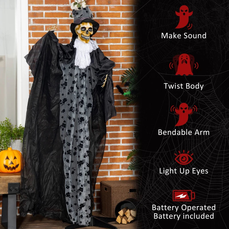 189cm Animated Ghost Bridegroom - Life Size Halloween Decoration with Sound, Motion Activation & Light Up Eyes