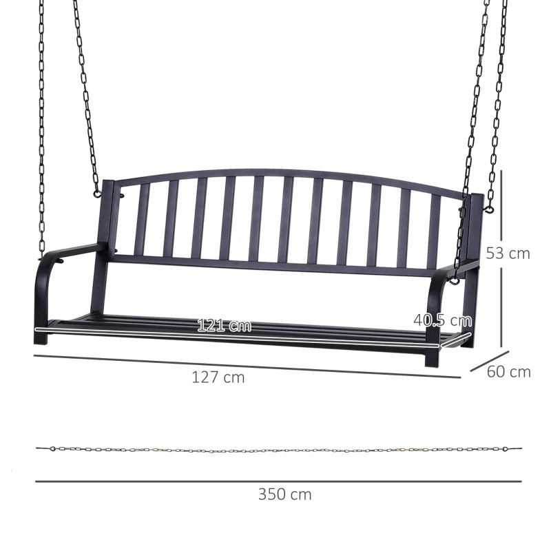 Black Metal 2 Seater Swing Bench