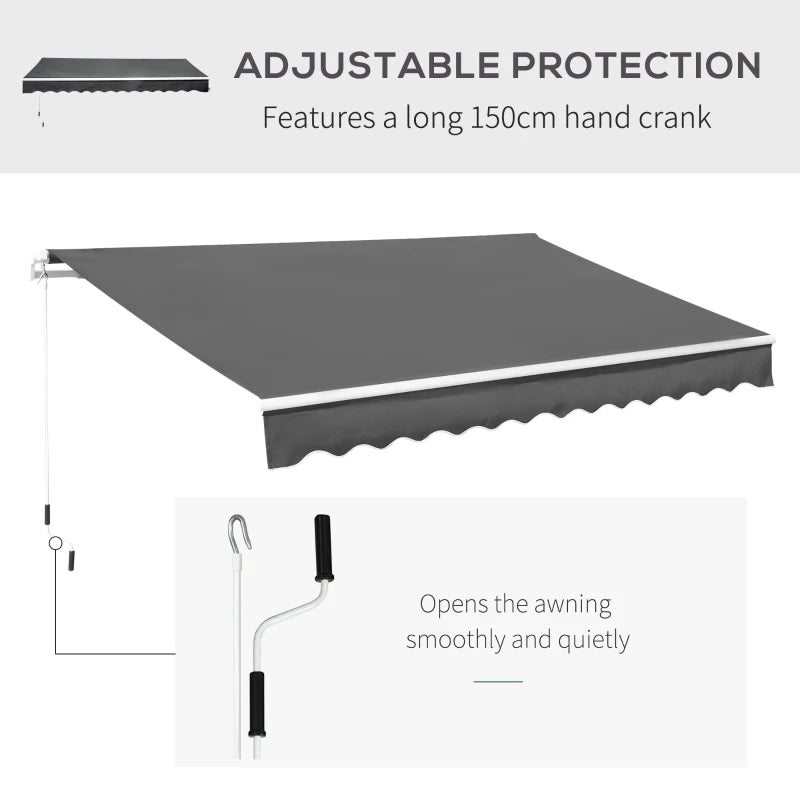 3.5m x 2.5m Dark Grey Retractable Awning Canopy