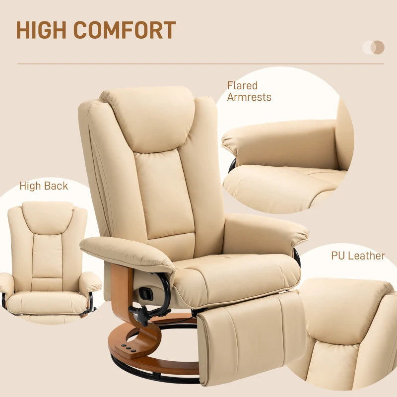 Beige Faux Leather Recliner Chair for Ultimate Comfort and Style in Your Living Room
