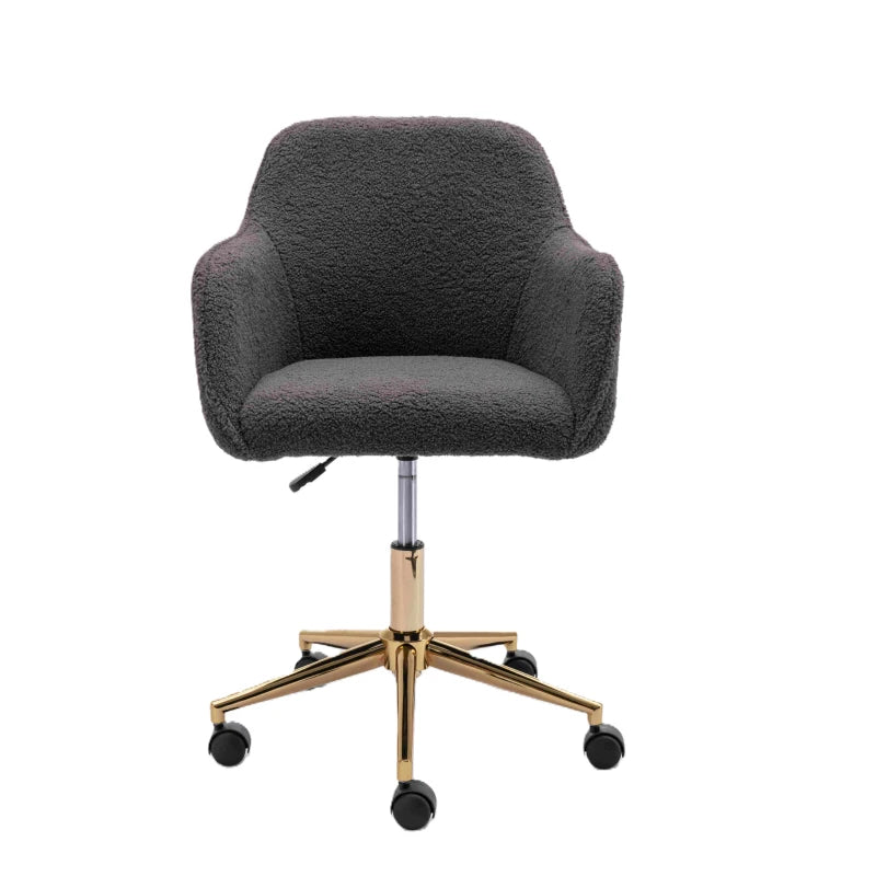 Adjustable Height Ergonomic Swivel Executive Office Chair with Gold Legs & Backrest - Dark Gray, 58x58x86 cm