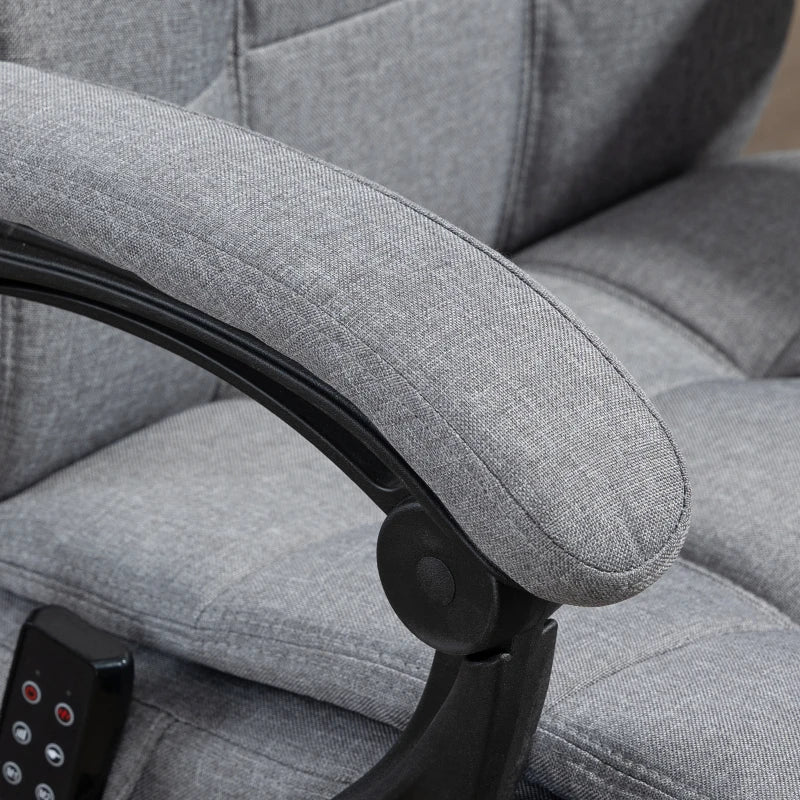 Vinsetto Grey Office Chair with 6-Point Vibration Massage & Heat, Adjustable Height, Head Pillow & Footrest for Home Comfort