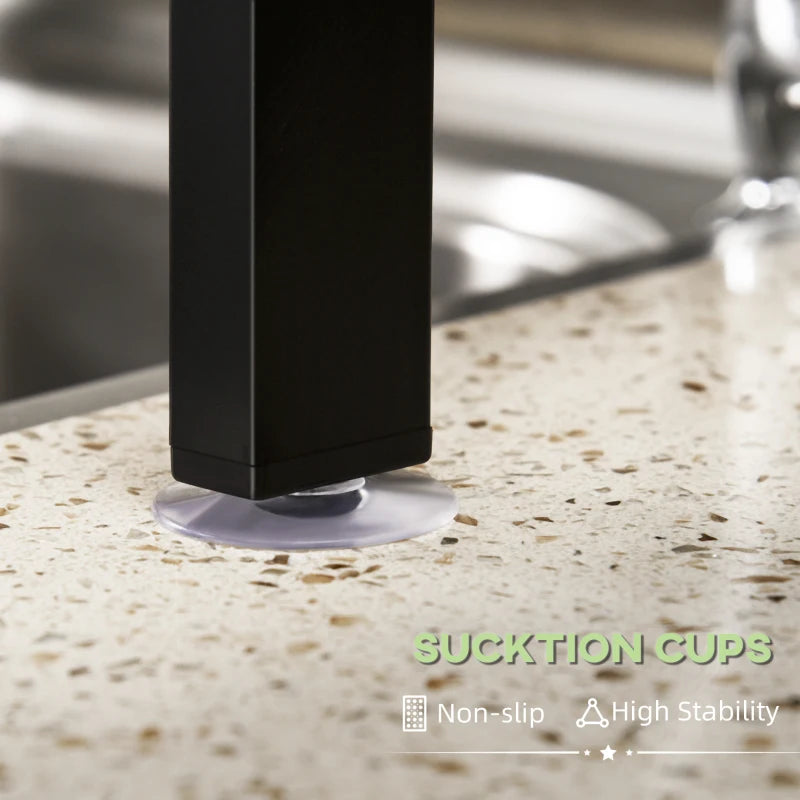 Space Saving 2-Tier Adjustable Dish Drainer Rack Over Sink - Black Dish Drying Organizer for Kitchen