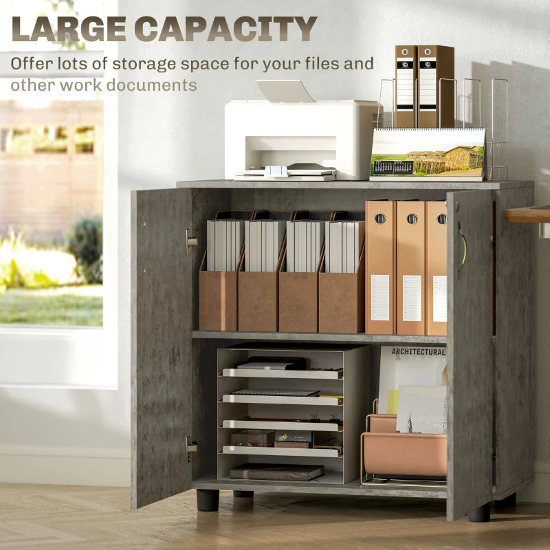 Vinsetto Two-Tier Locking Office Storage Cabinet - Stylish Grey Organizer for Secure Document and Supply Storage