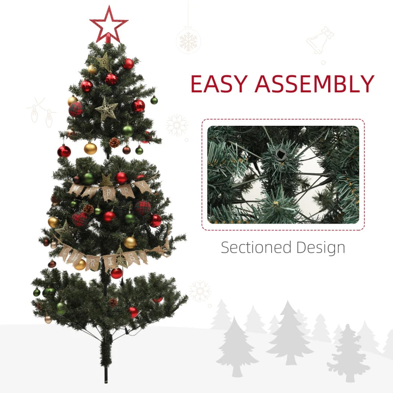 6ft Pre-Lit Christmas Tree with Red and Green Decorations, Warm White Lights - Perfect Holiday Decor