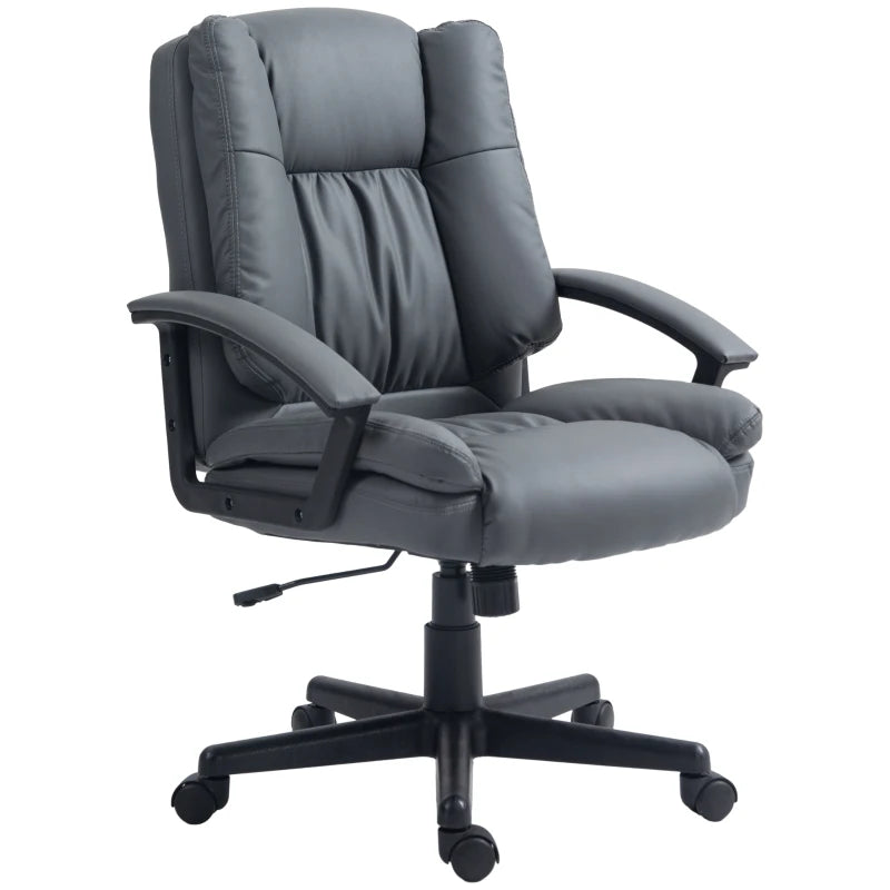 Ergonomic Mid Back Office Chair - Adjustable Height Computer Desk Chair with Swivel Rolling Wheels - Dark Grey for Home Study