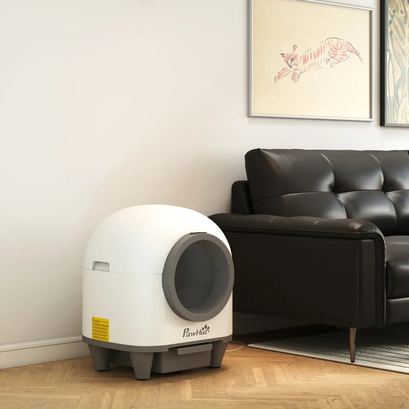 Extra Large Self Cleaning Cat Litter Tray with APP Control Safety Protection Odor Removal Rubbish Bag for Multiple Kittens 80L